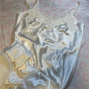 Silky Lace-Trim Satin Camisole Long Gown